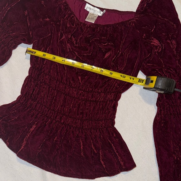 Newport News Y2K Velvet Maroon Blouse - Picture 4 of 9
